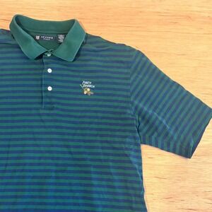 Oxford Golf Mens XL Green Navy Striped Mercerized Cotton Polo Piney Branch 2006